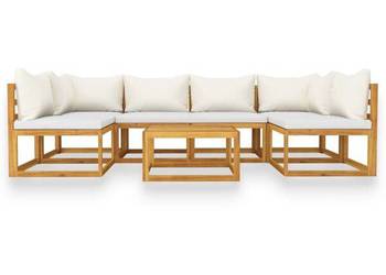 vidaXL 7-cz. zestaw wypoczynkowy do ogrodu, kremowe poduszki(SKU:3057653)