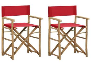 Składane krzesła reżyserskie 2 szt., czerwone, bambus i tkanina(313031) Składane krzesła reżyserskie 2 szt., czerwone, bambus i tkanina(313031)