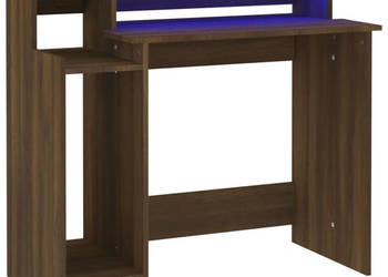 Biurko z podświetleniem LED brązowy dąb 97x45x90 cm WM-820477