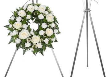 Stojak na wieniec pogrzebowy srebrny 80cm