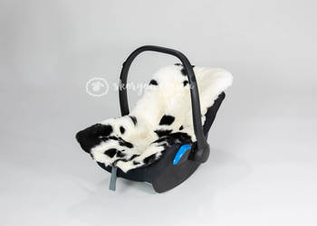 Wkładka do fotelika ze skóry owczej / Biało-czarna / 40x80