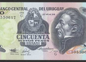 URUGWAJ 50 PESOS 1989 - ARTIGAS - STAN BANKOWY UNC