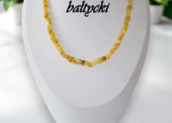 Korale z bursztynu, bursztyn bałtycki baroczek cytryna matowa #951