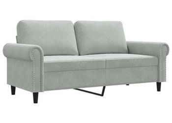 Sofa 2-osobowa jasnoszara 140 cm tapicerowana aksamitem WM-359529