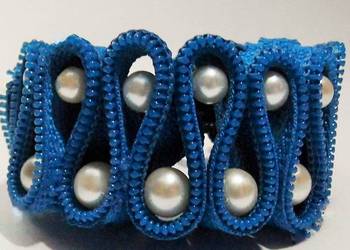 Niebiesko czarna bransoletka z perełkami
