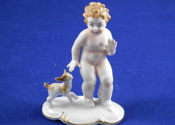 Figurka chłopiec z psem Gerold & Co. Tettau nr 68 FiaF Figurka chłopiec z psem Gerold & Co. Tettau nr 68 FiaF