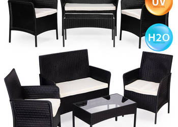 Zestaw mebli ogrodowych stół ławka fotele czarny MultiGarden
