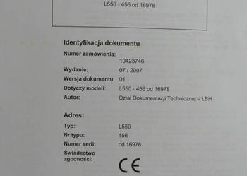dtr INSTRUKCJA OBSŁUGI  ŁADOWARKA LIEBHERR L550 i inne