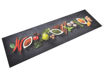 Dywanik kuchenny wzór w przyprawy 45x150 cm aksamit WM-136540