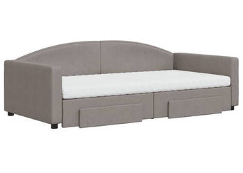 Sofa rozsuwana z szufladami taupe tkanina 100x200 cm WM-3197250