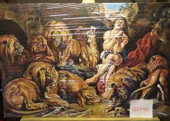 duża kopia P.P.Rubensa "Daniel w jaskini lwów" 120x80