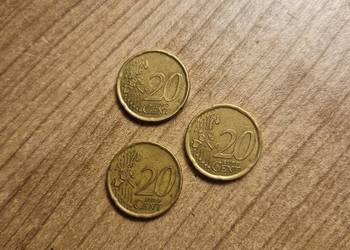 Trzy monety po 20 centów Hiszpania 1999 i 2001