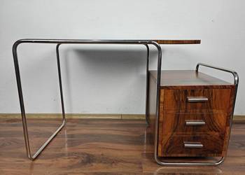 Biurko Chrom Orzech Minimalizm Bauhaus Art Deco