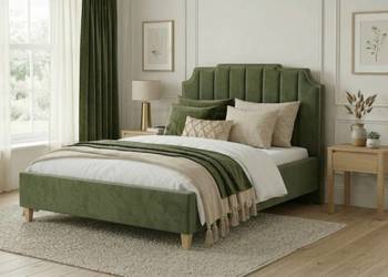 LIVIO 160x200 OLIWKOWE podnoszony stelaż wysoki zagłówek z pinezkami