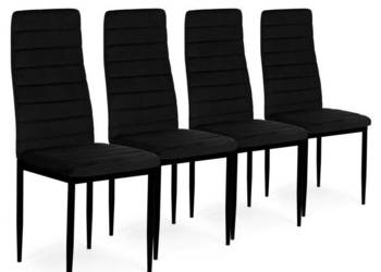 Krzesła z wyprofilowanym oparciem- VELVET CZARNE - 4 sztuki