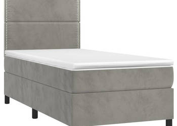 Łóżko kontynentalne z materacem i LED szare aksamit 80x200 cm WM-3136029