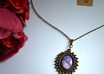 Czaroit z Syberii Medalion Wisior vintage