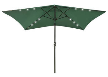 Parasol ogrodowy z LED i stalowym słupkiem zielony 2x3 m WM-313786