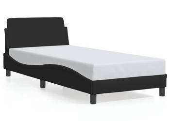 Rama łóżka z zagłówkiem bez materaca czarna tkaniną 90x200cm WM-373107