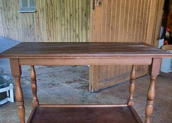 Drewniany stoliczek ława stolik antyk brązowy