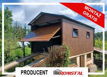 Garaż Blaszany na domku 3x5 - DREWNOPODOBNY -Garaże -Romstal A36v15