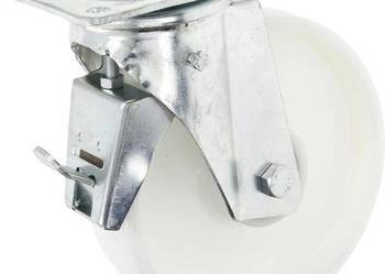 Koło skrętne PA Ø 200x50 mm z hamulcem, podstawa montażowa: 135x110 mm noś…