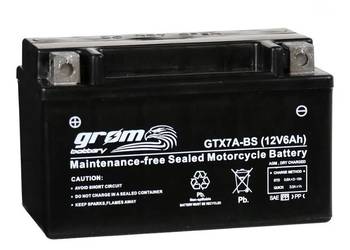 Akumulator motocyklowy 6Ah 120A L GROM GTX7A-BS YTX7A-BS 12V