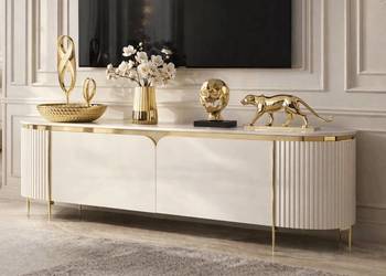 Komoda RTV złota kremowa Bueno Glamour Premium 200x40x60