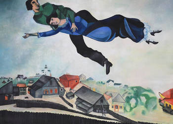 Prezent do nowego domu Obraz Zakochani nad miastem M.Chagall
