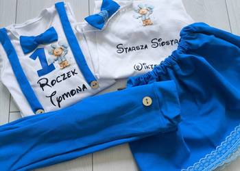 Komplet na pierwsze urodziny chłopca chabrowy miś z balonikammstylroczek.pl