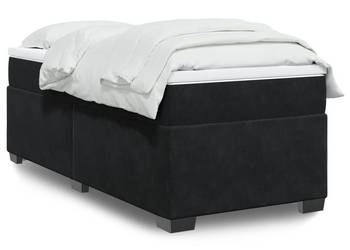 Łóżko z Materacem Kontynentalne Czarne Aksamit 100x200 cm WM-3285265