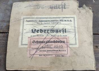 Etykieta leberwurft  1940 rok Wiedeń 25Jungersdorf pasztetow
