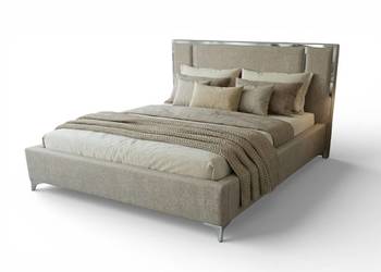 Beżowe łóżko sypialnia 160x200 + pojemnik + stelaż