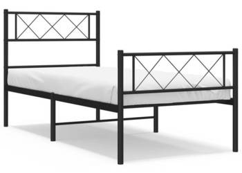 Łóżko Metalowe Czarne Rama Łóżka Ze Stelażem 107x203cm WM-372291
