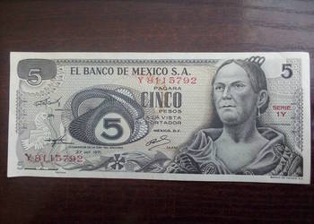 Banknot 5 pesos Meksyk