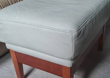 Pufa , siedzisko , podnóżek skórzany