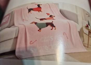 NOWY Koc z jamnikami, ze świątecznymi jamnikami, 130x170 cm, Smukee