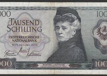 AUSTRIA 1000 SCHILLING 1966 - C - BERTHA VON SUTTNER