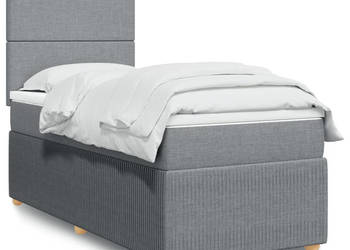 Łóżko kontynentalne z materacem jasnoszare tkanina 80x200 cm WM-3294176
