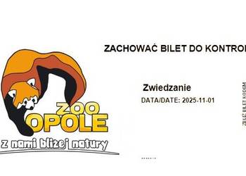 Mam do odsprzedania 2 bilety rodzinne do ZOO w Opolu. Ważne 180 dni Mam do odsprzedania 2 bilety rodzinne do ZOO w Opolu. Ważne 180 dni