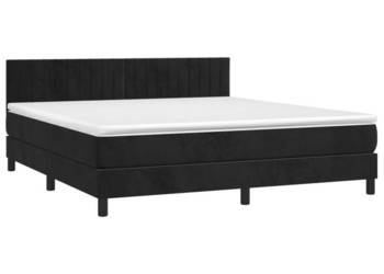Łóżko z Materacem Kontynentalne Czarne Aksamit LED 180x200cm WM-3134539