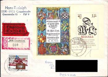 Koperta z koresp. filat. NRD - Polska 1984