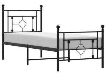 Łóżko Metalowe Czarne Rama Łóżka Ze Stelażem 75x190 cm WM-374347