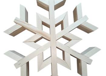 Ręcznie wykonana drewniana śnieżynka - 39 cm - dekoracja świąteczna