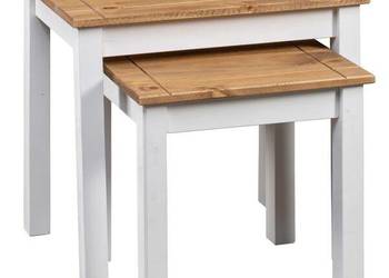 vidaXL 2 stoliki wsuwane pod siebie, białe, sosnowe(SKU:282678)