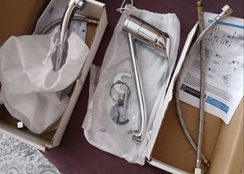 dwa nowe krany do kuchni srebrna chromowana bateria kuchenna srebro chrom