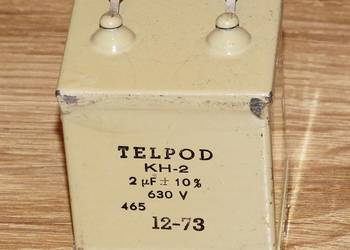 Kondensator papierowy hermetyczny UNITRA TELPOD KH-2, 2 uF 630 V, retro PRL