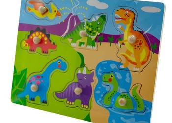 Drewniane puzzle 30x22 DINOZAURY 7 elementów