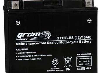 Akumulator motocyklowy 12V 10Ah 180A GROM GT12B-BS YT12B-BS L+