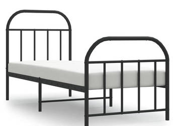 Łóżko Metalowe Czarne Rama Łóżka Ze Stelażem 75x190 cm WM-353643